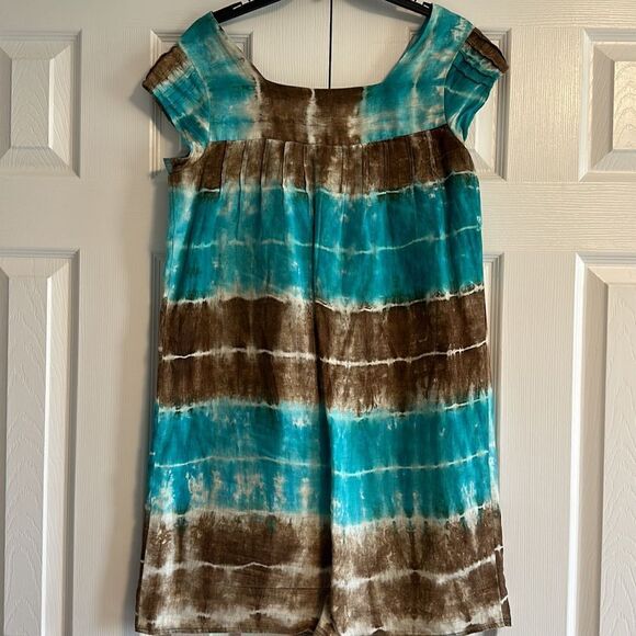 Calypso St. Barth Brown & Turquoise Square Neck Tank Dress - Picture 6 of 6